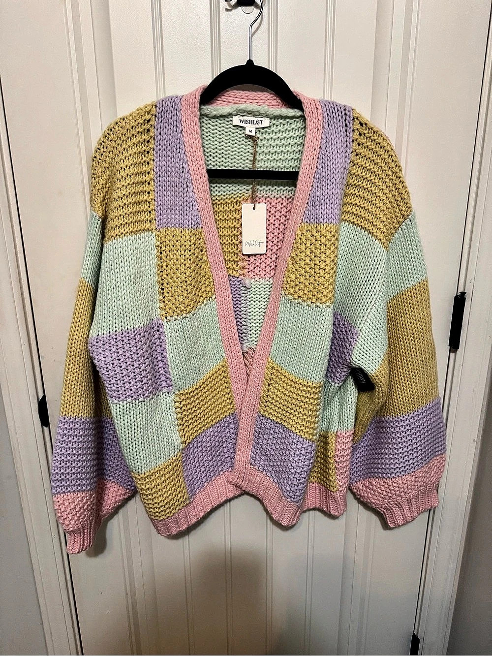 Wishlist Color Block Cardigan in Pink & Green NWT - Picture 1 of 3
